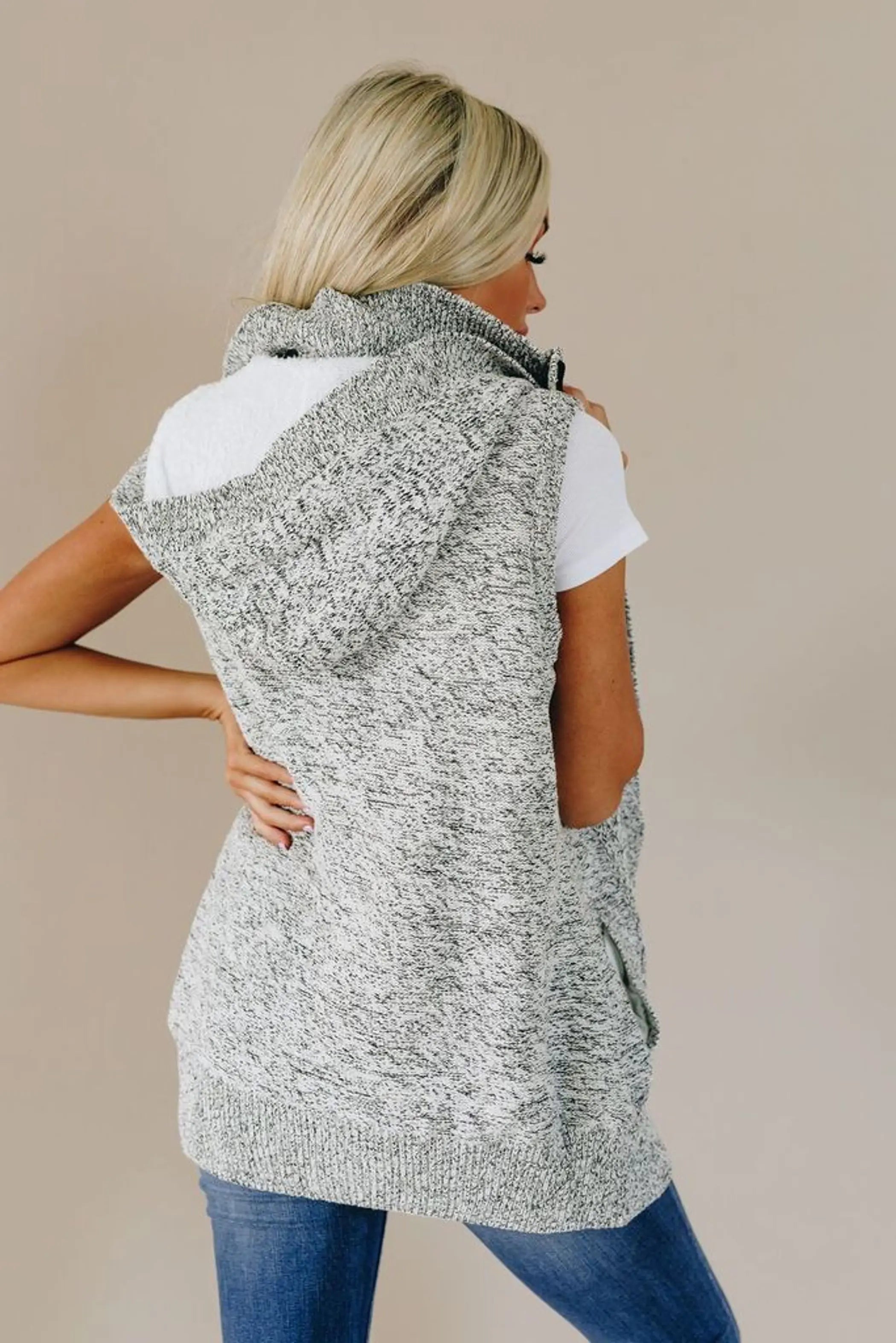 Peggy Knit Hooded Vest Stay Warm in Style