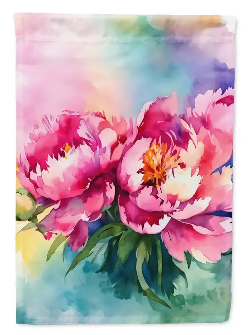 Peonies in Watercolor Garden Flag Caroline's Treasures