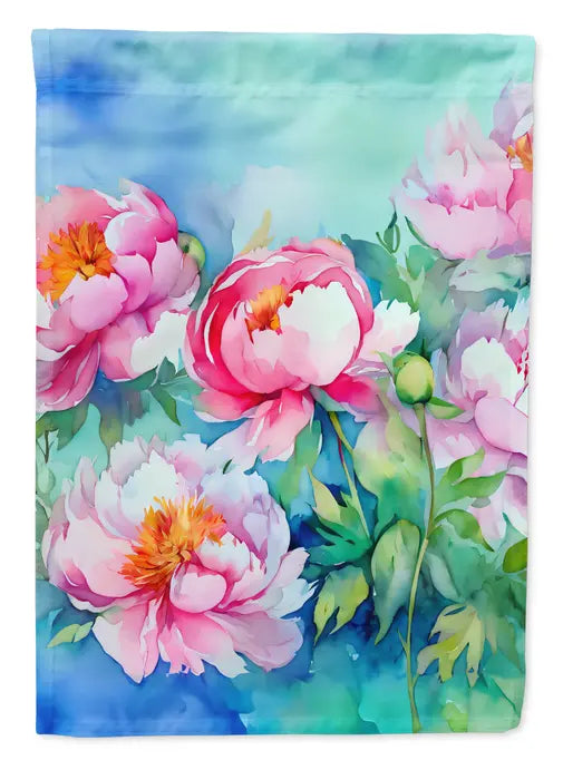 Peonies in Watercolor Garden Flag Caroline's Treasures