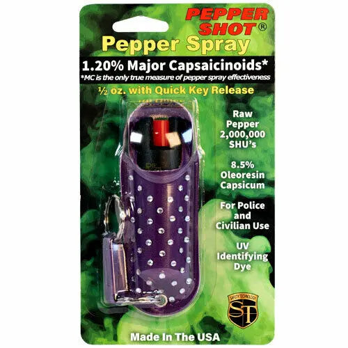 Pepper Shot 1.2% MC 1/2 oz Halo Rhinestone Holster Safety Technology