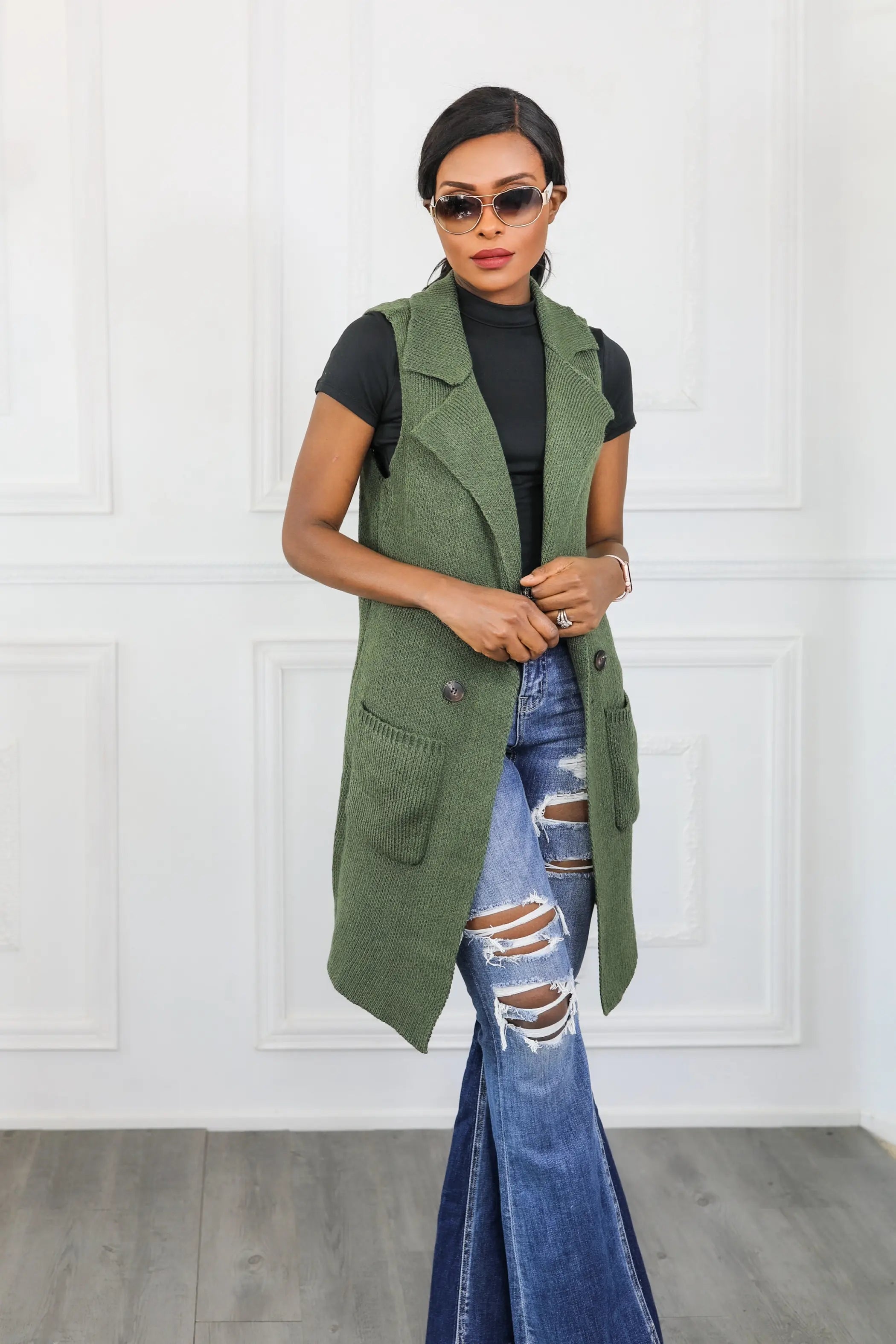 Perfect Vision Sleeveless Collar Sweater Vest SurelyMine