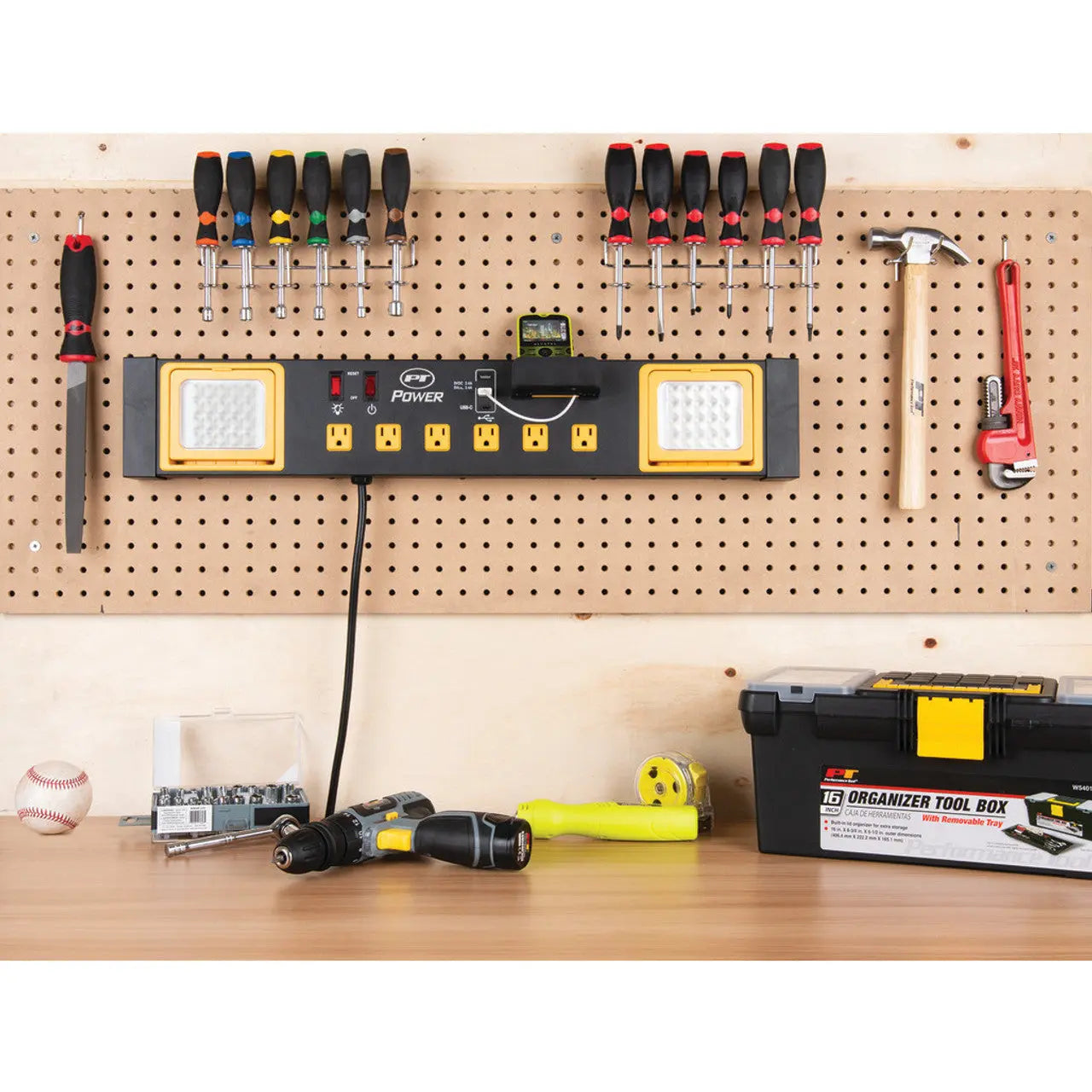 Performance Tool 120v Workbench Power Station With Led Worklights PERFORMANCETOOL