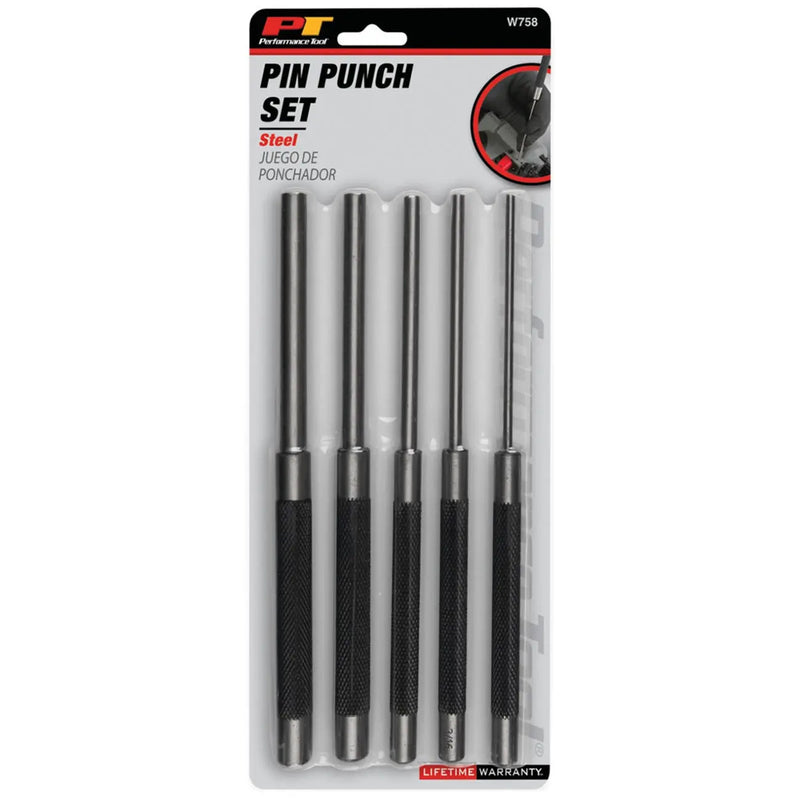 Performance Tool 8"-long Sae Pin Punch Set (5 Piece) PERFORMANCETOOL