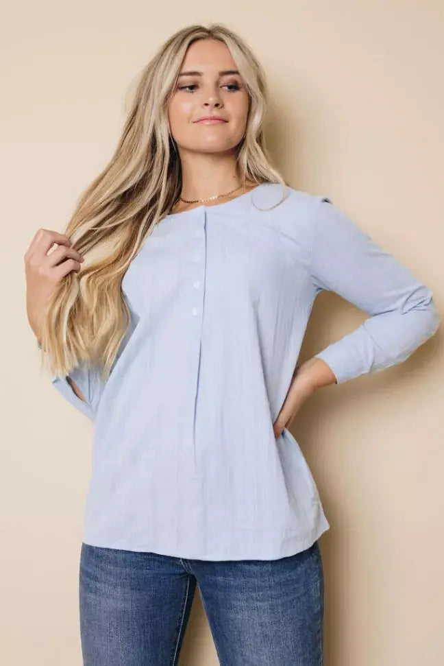 Perry Button Up Top Stay Warm in Style