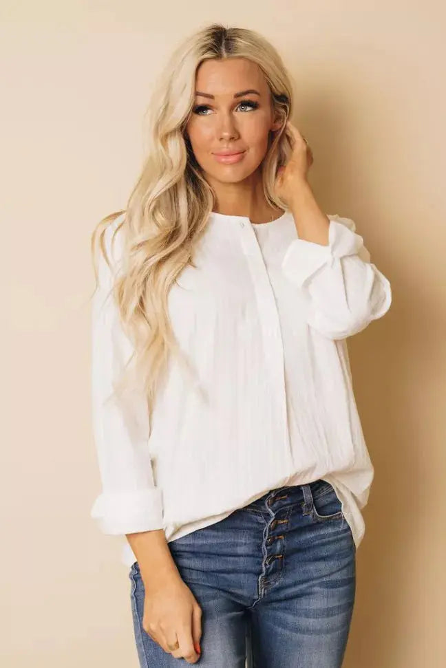 Perry Button Up Top Stay Warm in Style