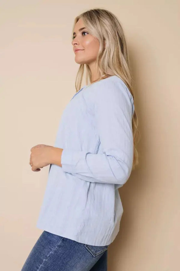 Perry Button Up Top Stay Warm in Style