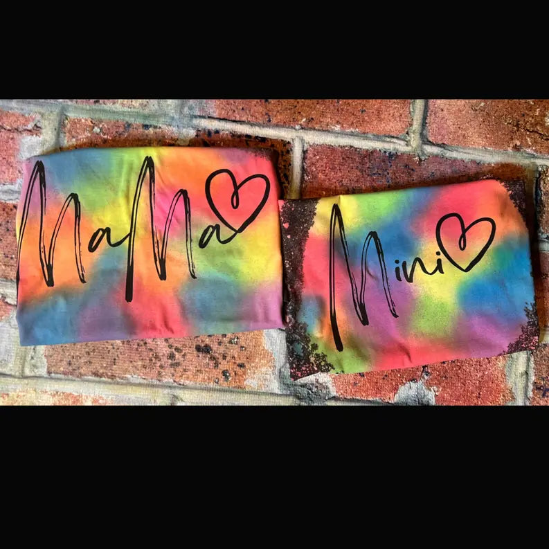 Personalized Mama or Mini Reverse Tie Dye Patchwork Tee The Blended Owl