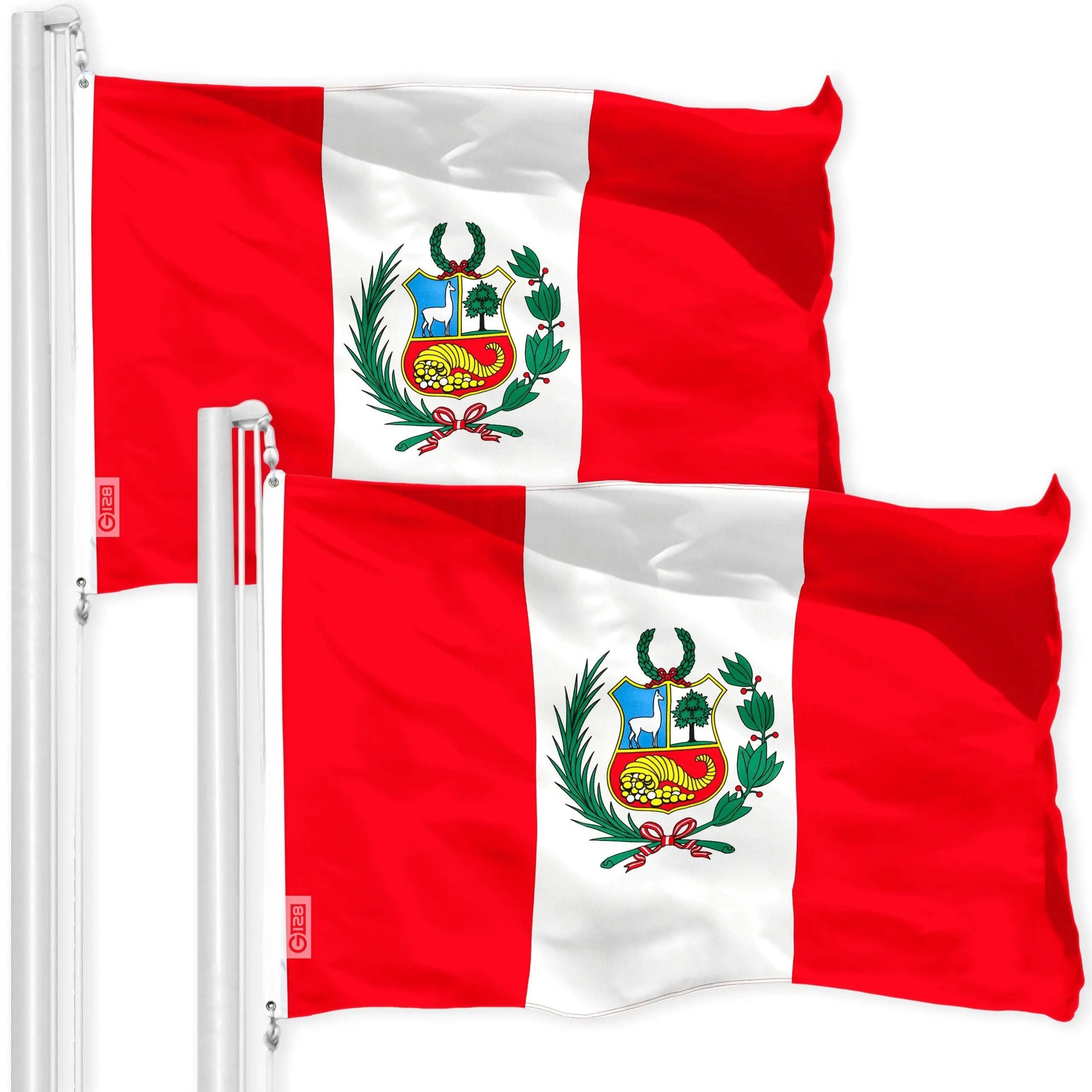 Peru Peruvian Flag 3x5 Ft 2-Pack 150D Printed Polyester By G128 G128