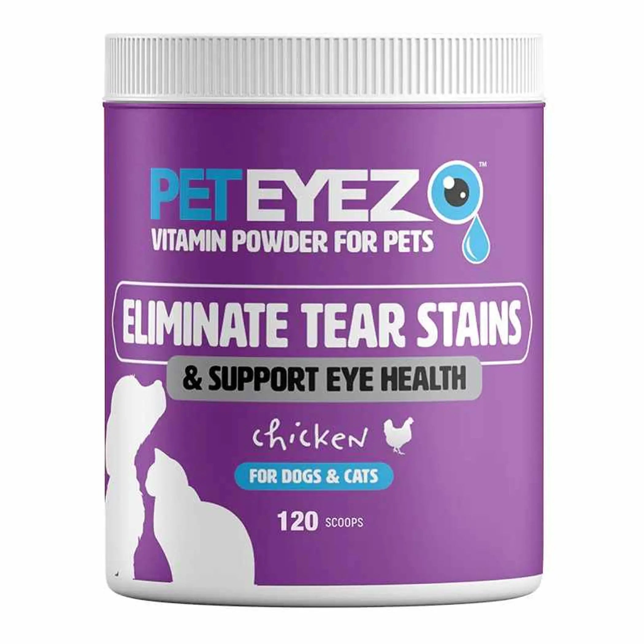 Pet Eyez Vitamin Powder For Dogs & Cats Chicken 120 Scoops Pet Eyez