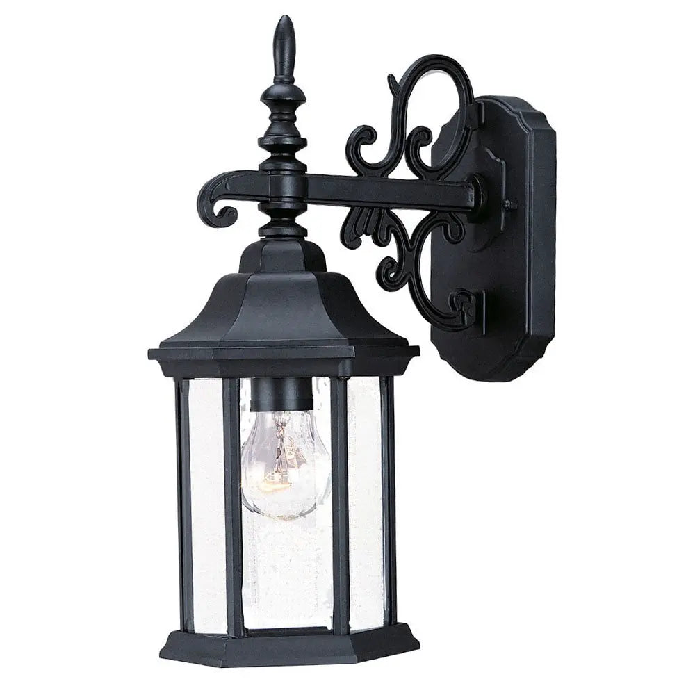 Petite Matte Black Domed Hanging Glass Lantern Wall Light Homeroots Outdoor