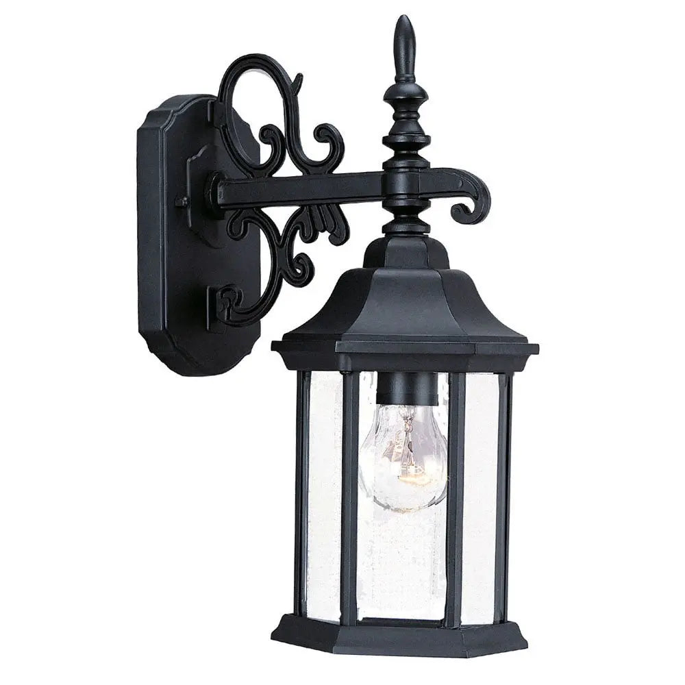 Petite Matte Black Domed Hanging Glass Lantern Wall Light Homeroots Outdoor