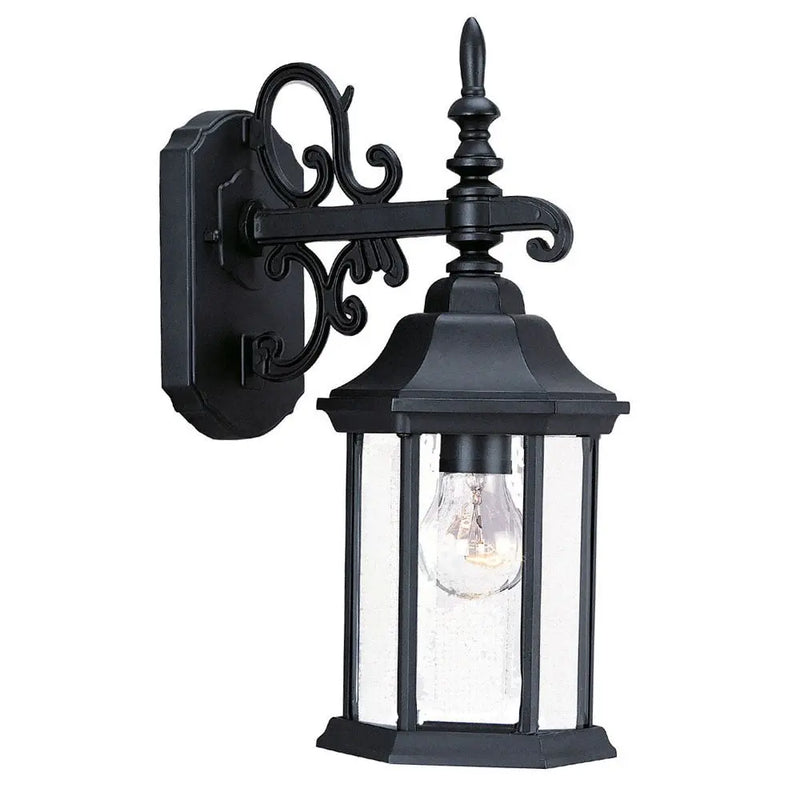 Petite Matte Black Domed Hanging Glass Lantern Wall Light Homeroots Outdoor