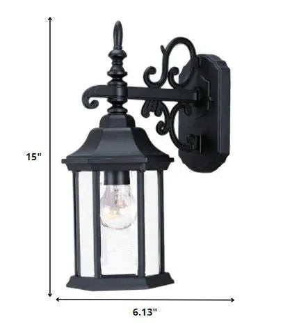 Petite Matte Black Domed Hanging Glass Lantern Wall Light Homeroots Outdoor