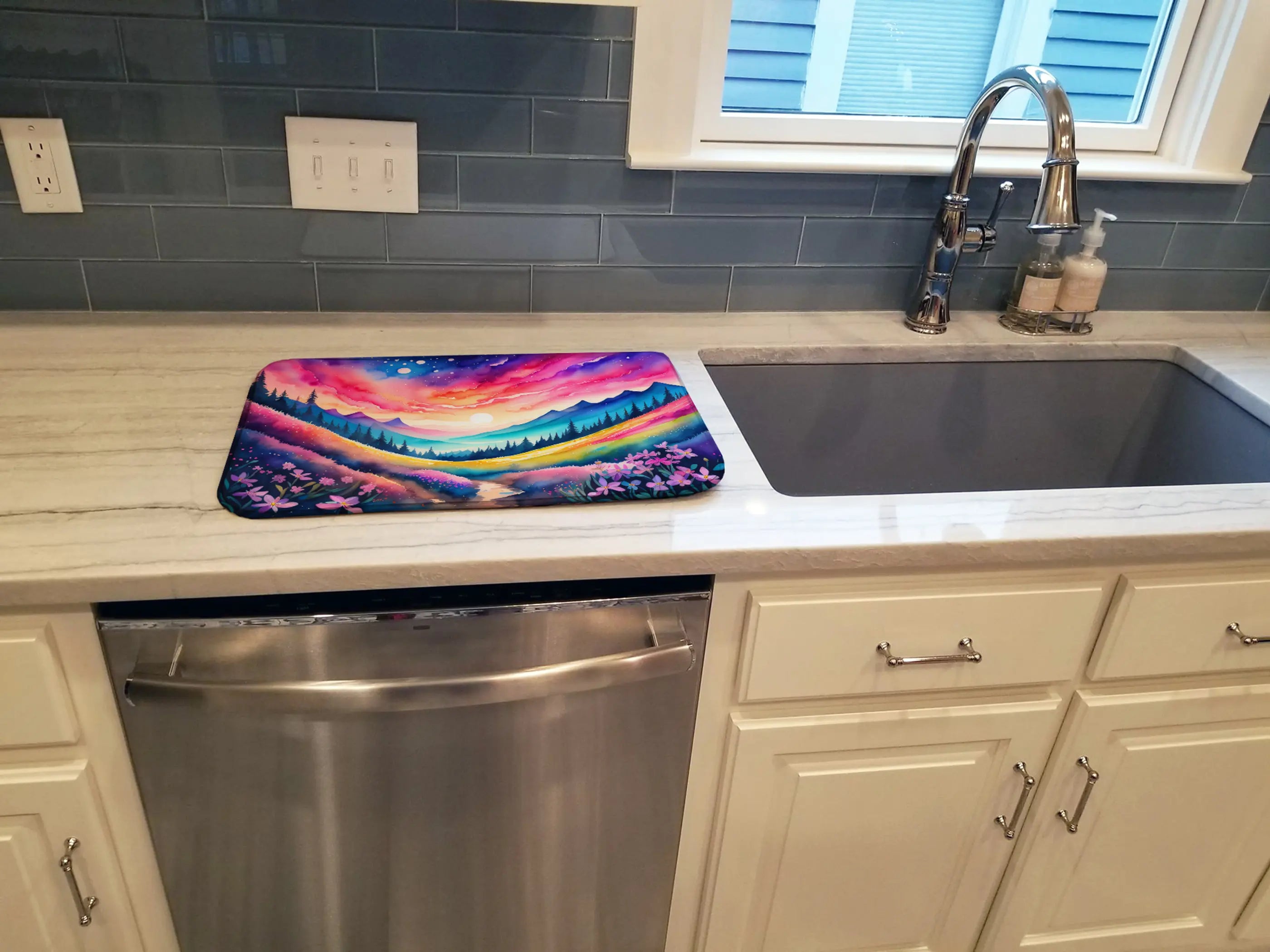 Phlox in Color Dish Drying Mat Caroline's Treasures
