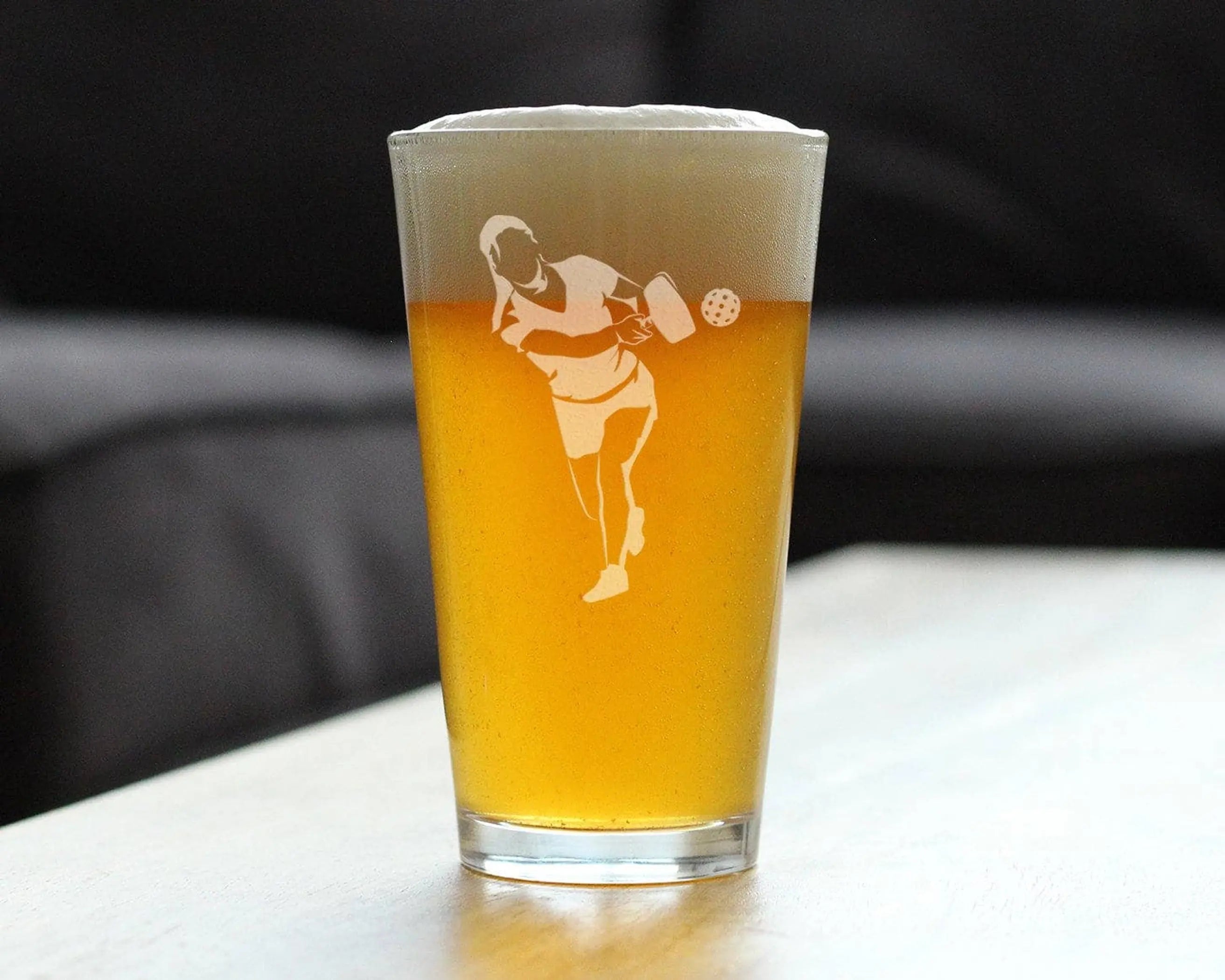 Pickleball Player Female Pint Glass for Beer -  Gifts Bevvee