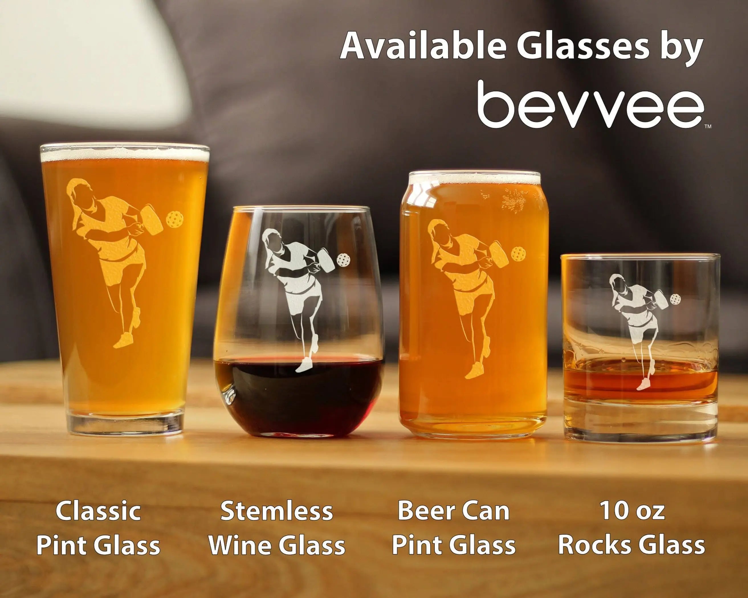 Pickleball Player Female Pint Glass for Beer -  Gifts Bevvee