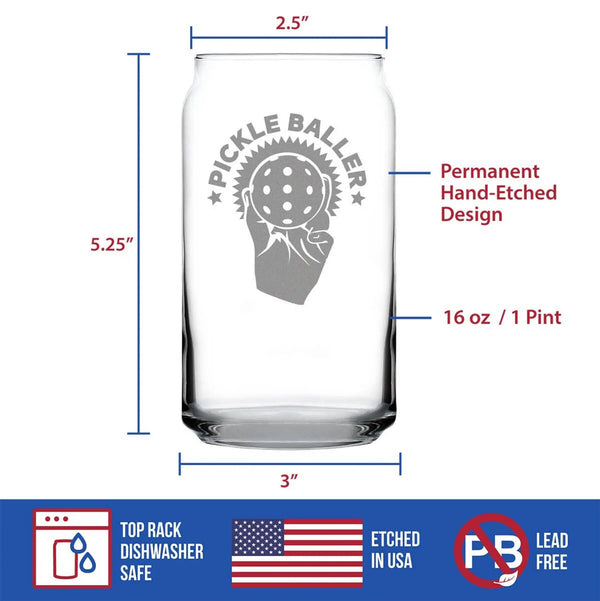 Pickleballer Beer Can Pint Glass - Pickleball Gifts Bevvee