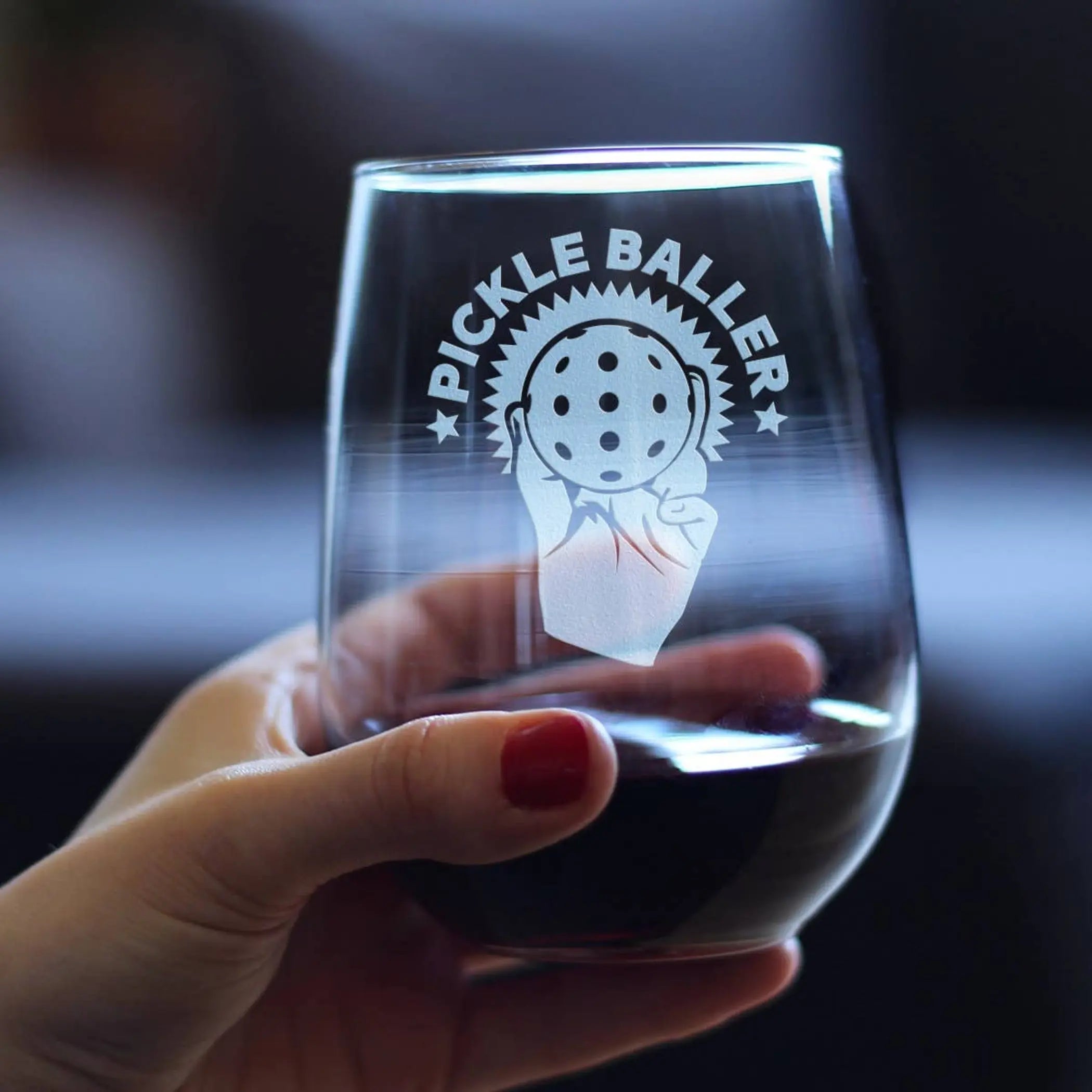 Pickleballer Stemless Wine Glass - Pickleball Gifts Bevvee