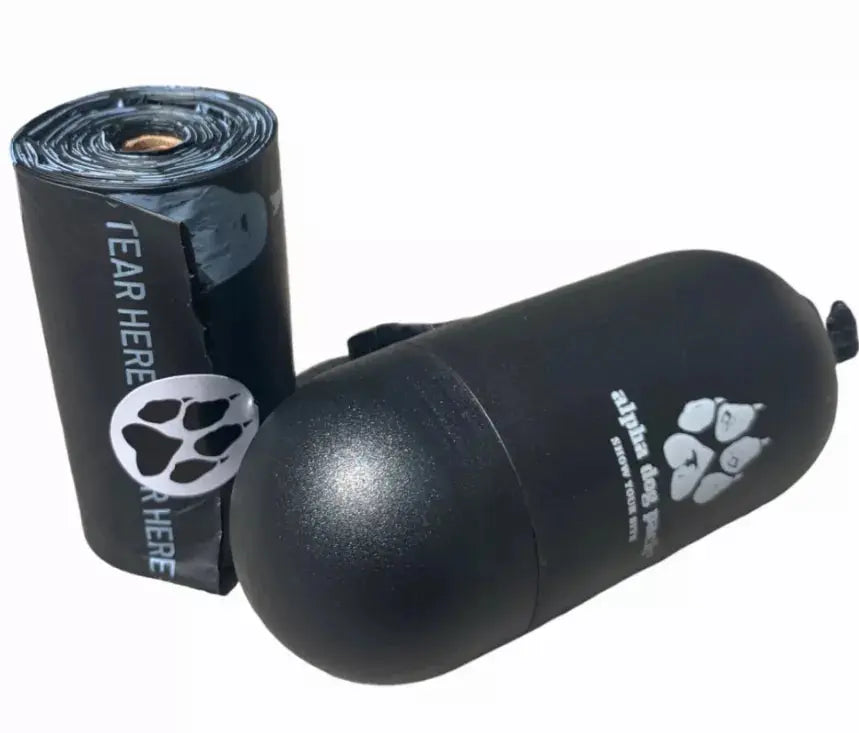 Pill Dispenser with Plant-Based Compostable Poop Bag Roll Alpha Dog Pack