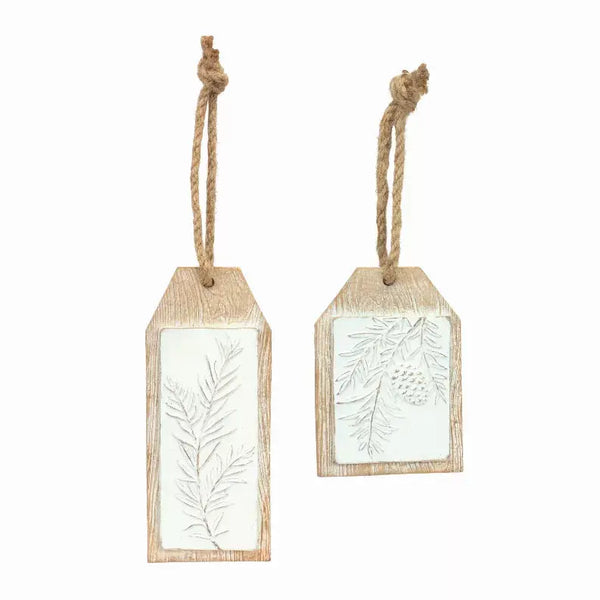 Pine Branch Tag (Set of 6) 3.35"L x 5.25"H, 2.75"L x 6.75"H Resin Melrose Intl.