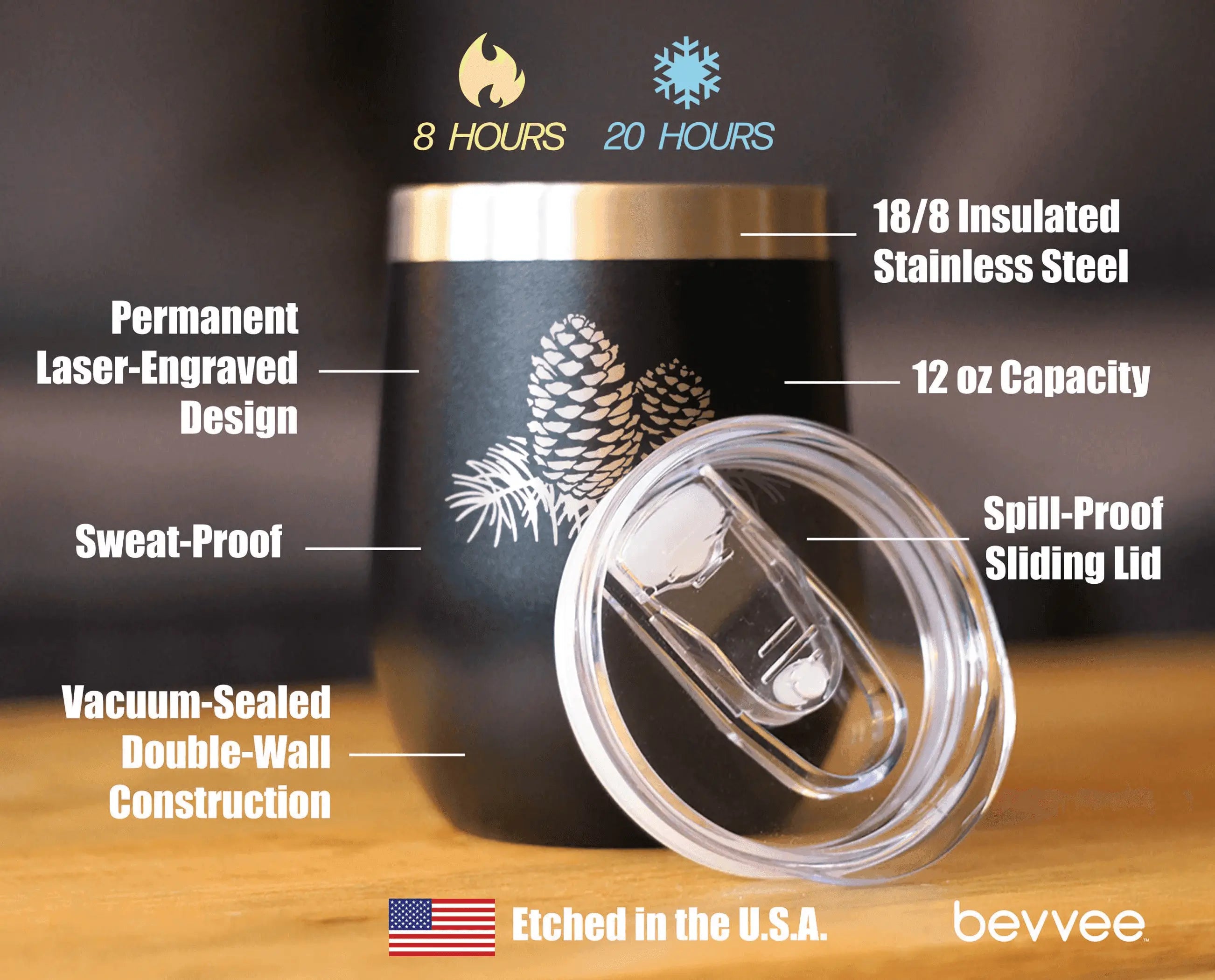 Pinecones Insulated Wine Tumbler - Pine Cone Gifts and Decor Bevvee