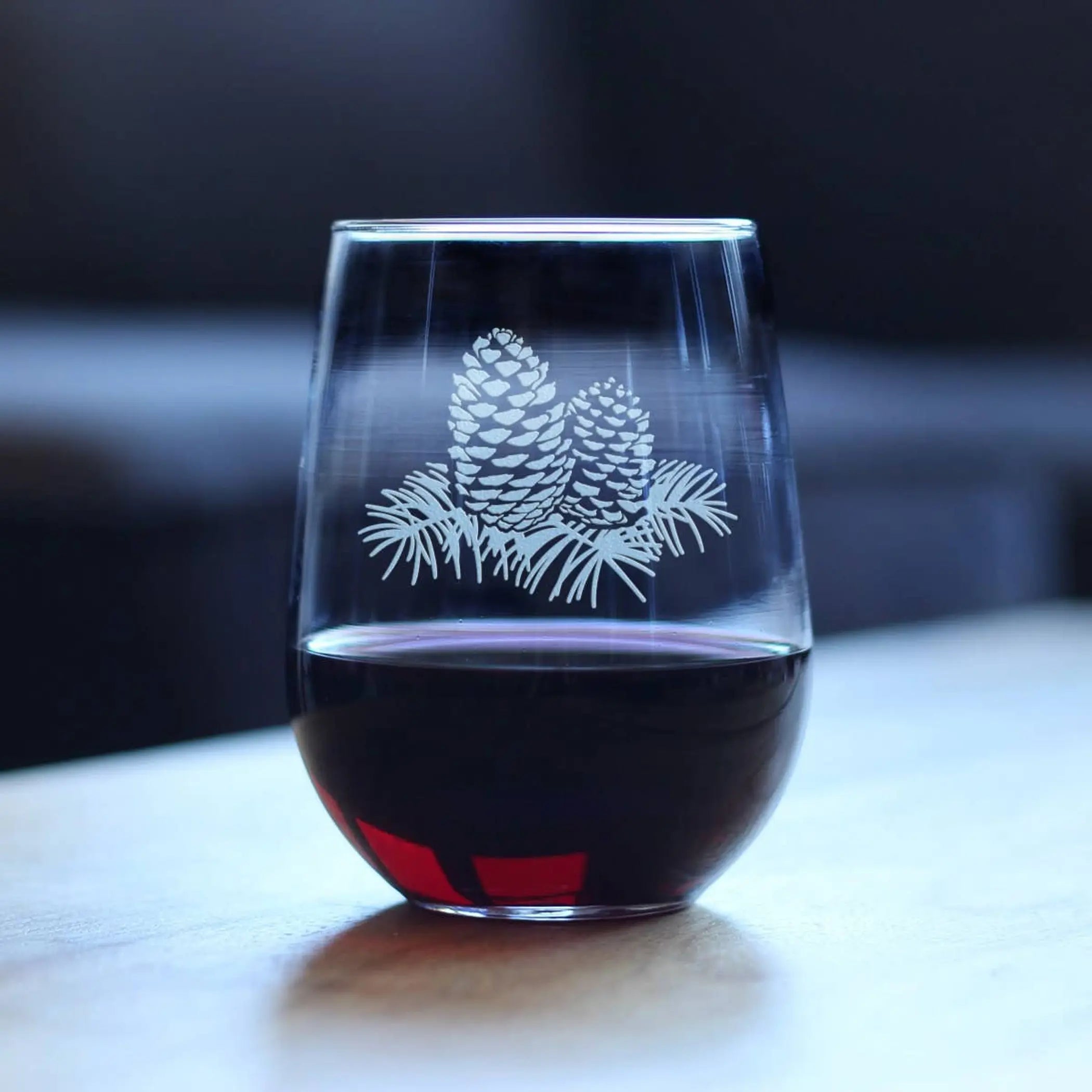 Pinecones Stemless Wine Glass - Pine Cone Gifts and Decor Bevvee