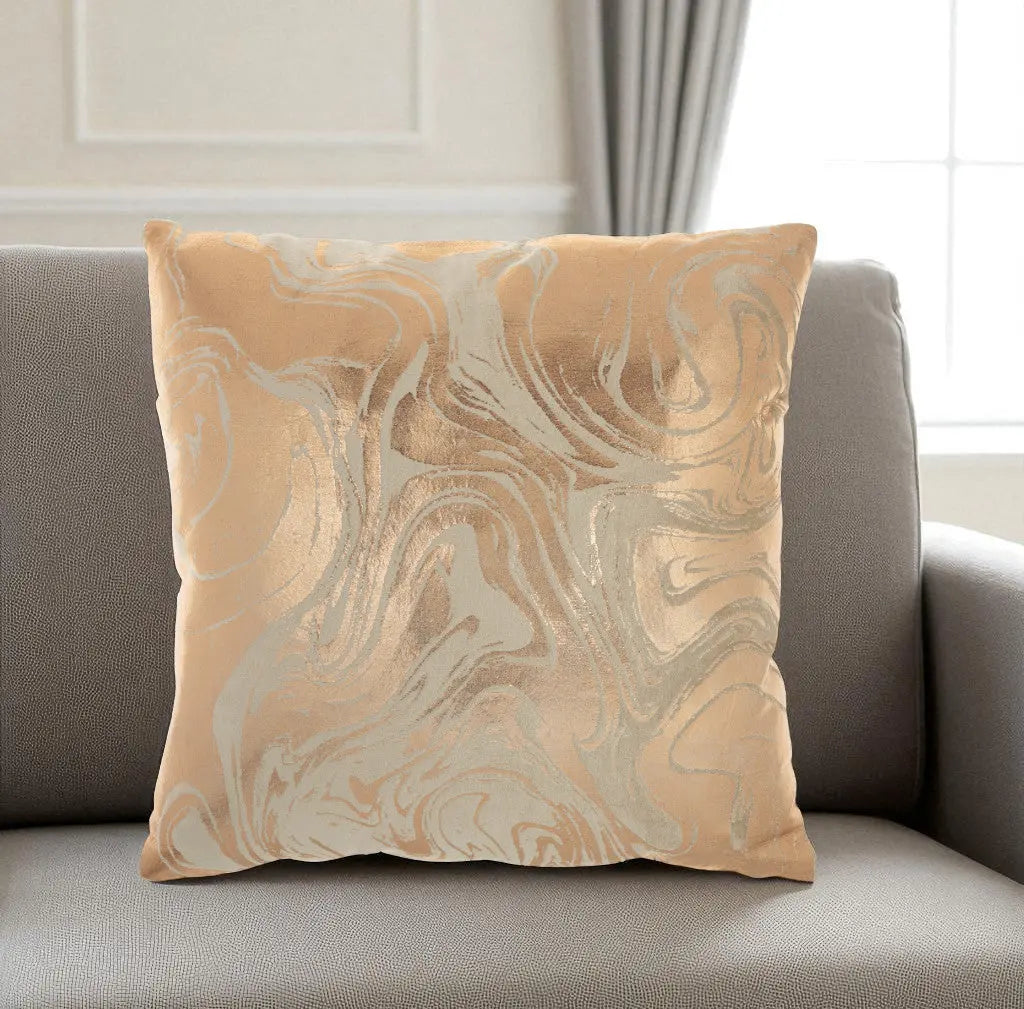Pink Accent Throw Pillow With Rose Gold Swirl Design Homeroots Home Decor