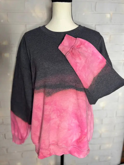 Pink/Grey Ombre Tie Dye Blank Crewneck Sweatshirt The Blended Owl