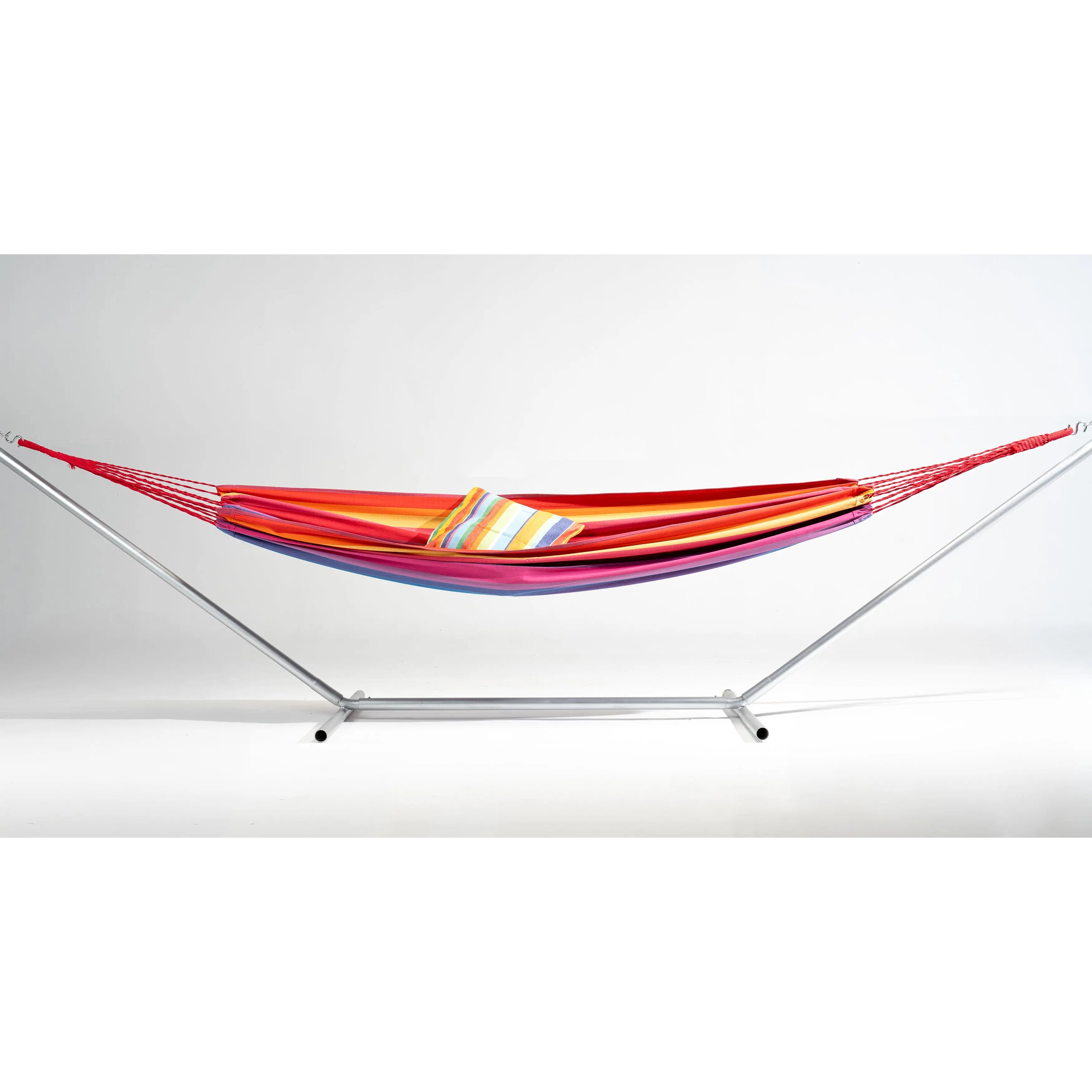 Pink Lavender Red And Yellow Striped Single Spreader Bar Hammock Homeroots Outdoor