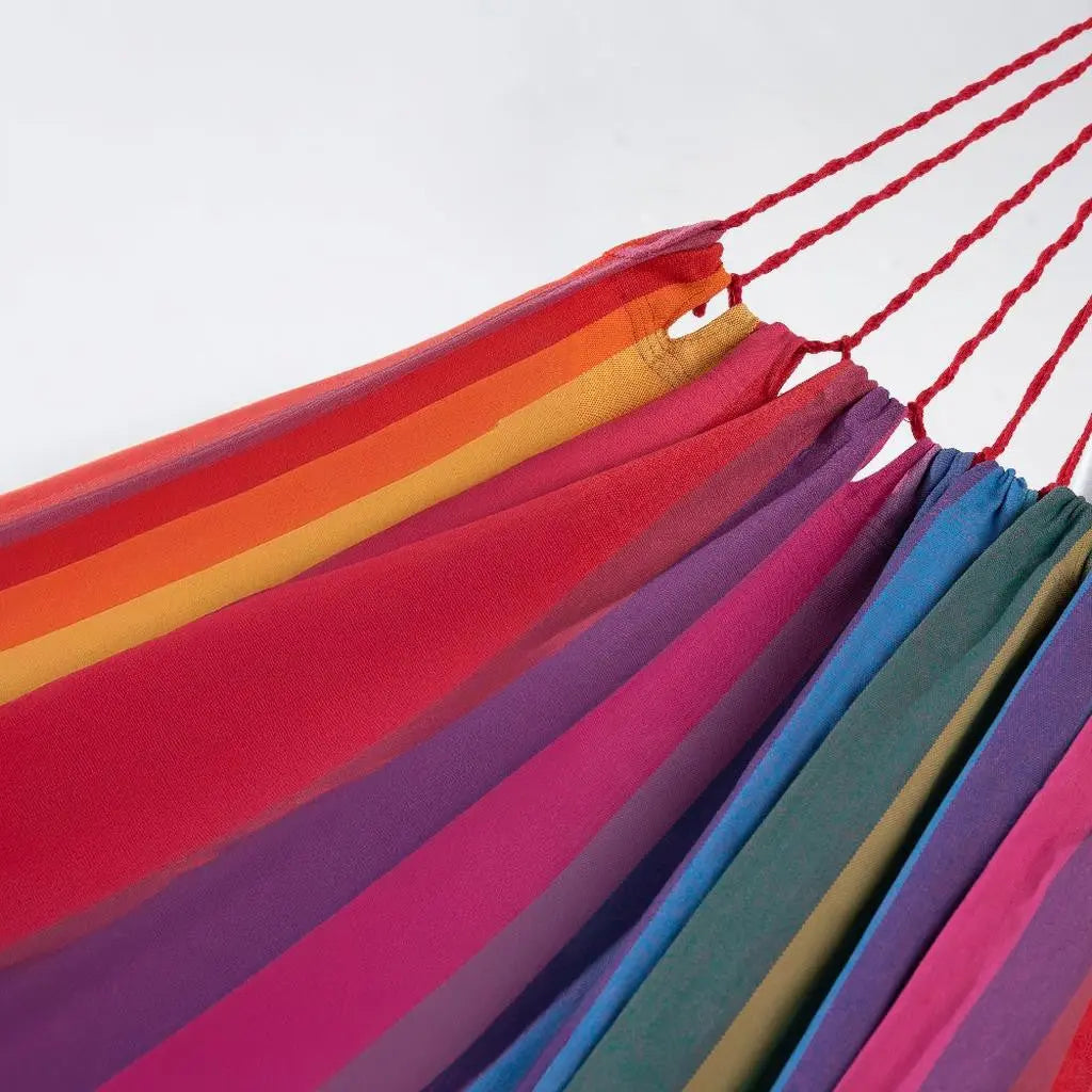 Pink Lavender Red And Yellow Striped Single Spreader Bar Hammock Homeroots Outdoor