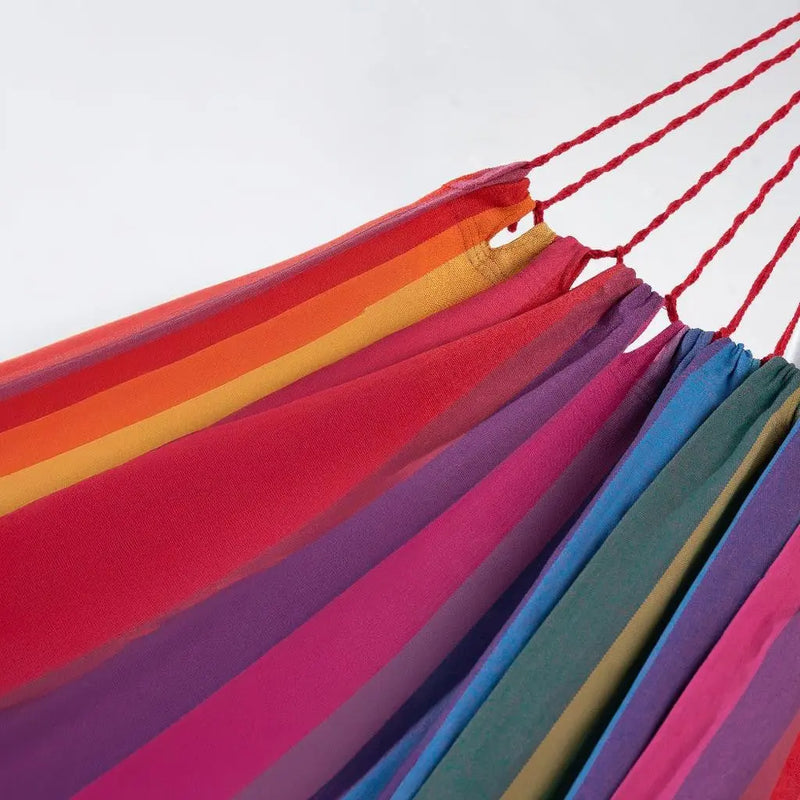 Pink Lavender Red And Yellow Striped Single Spreader Bar Hammock Homeroots Outdoor