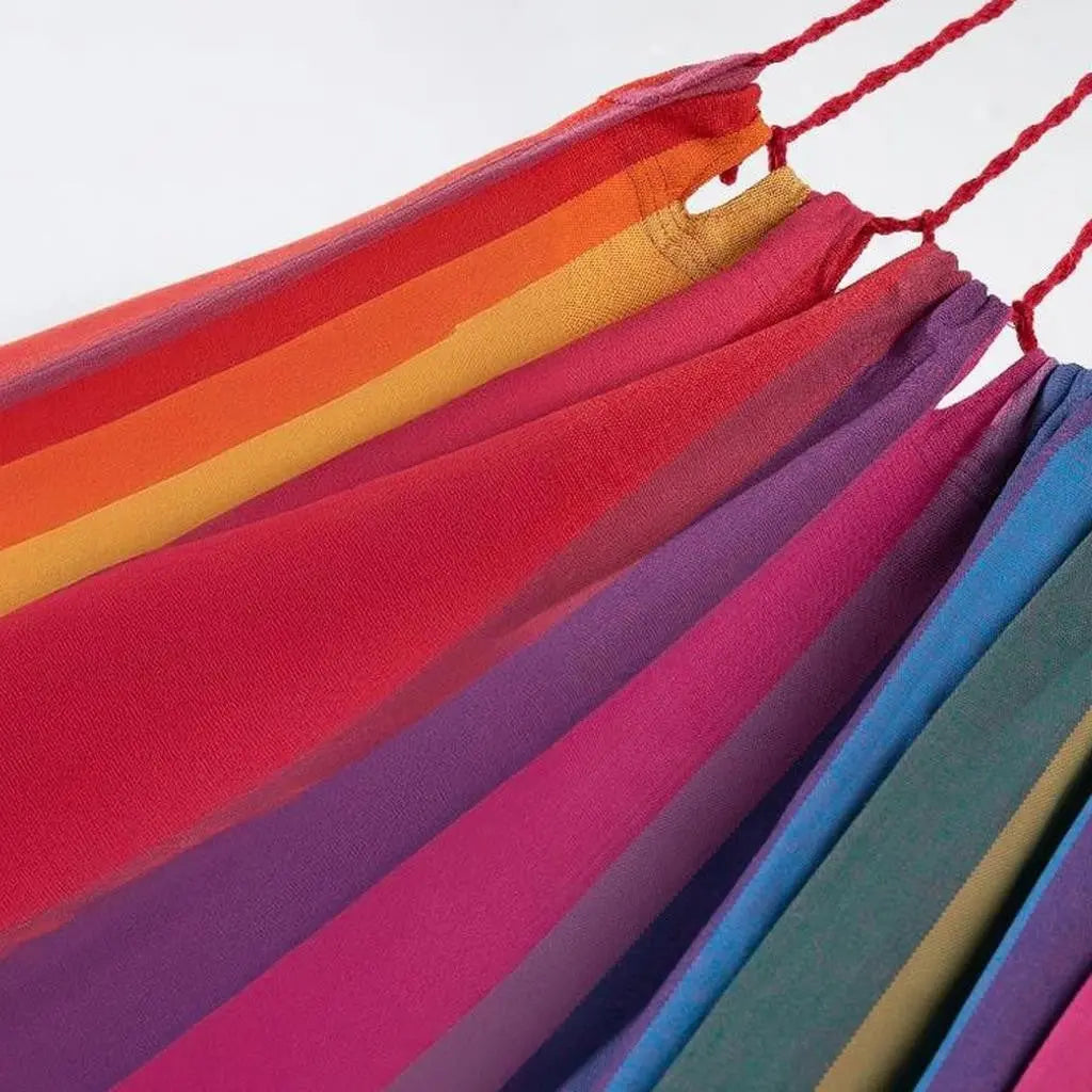 Pink Lavender Red And Yellow Striped Single Spreader Bar Hammock Homeroots Outdoor
