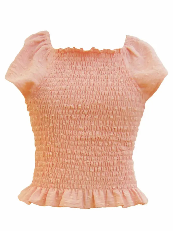 Pink N Dots Smocked Top Tru Luv