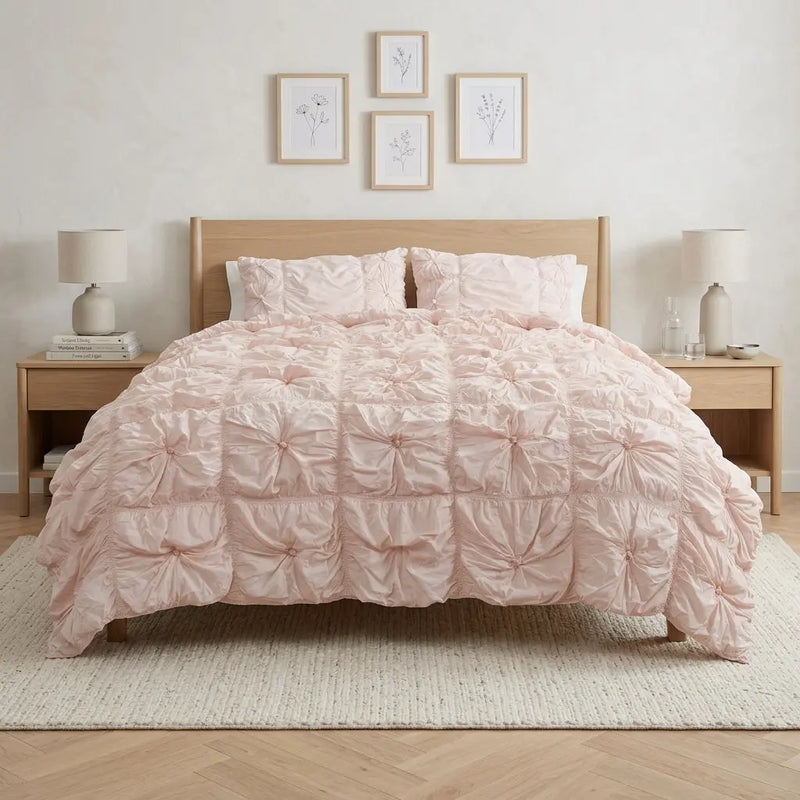 Pink Queen Cotton Blend Washable Polyester Down Alternative Comforter Set Homeroots Bed & Bath
