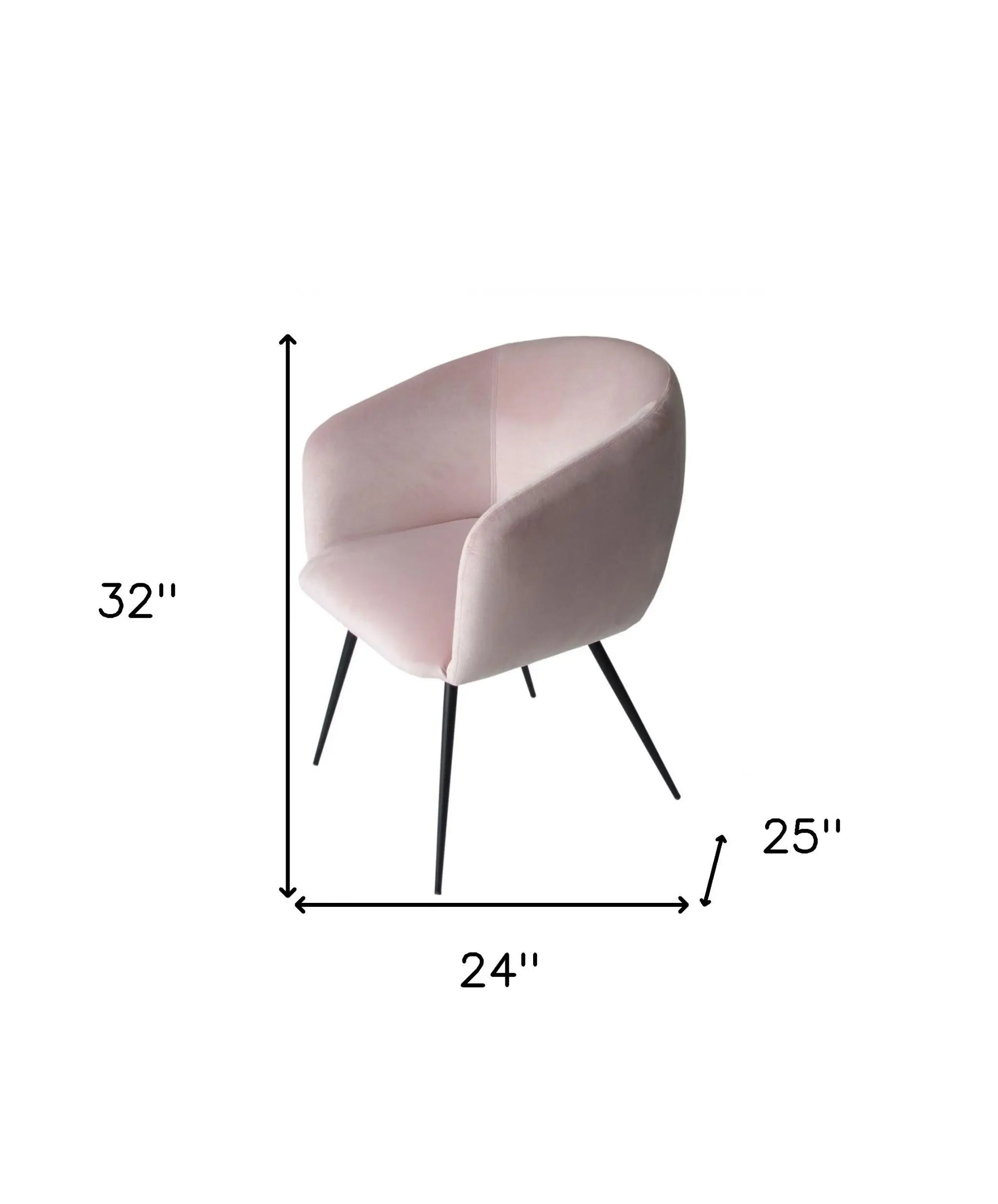 Pink and Black Upholstered Velvet Dining Arm Chair Homeroots Kitchen & Dining