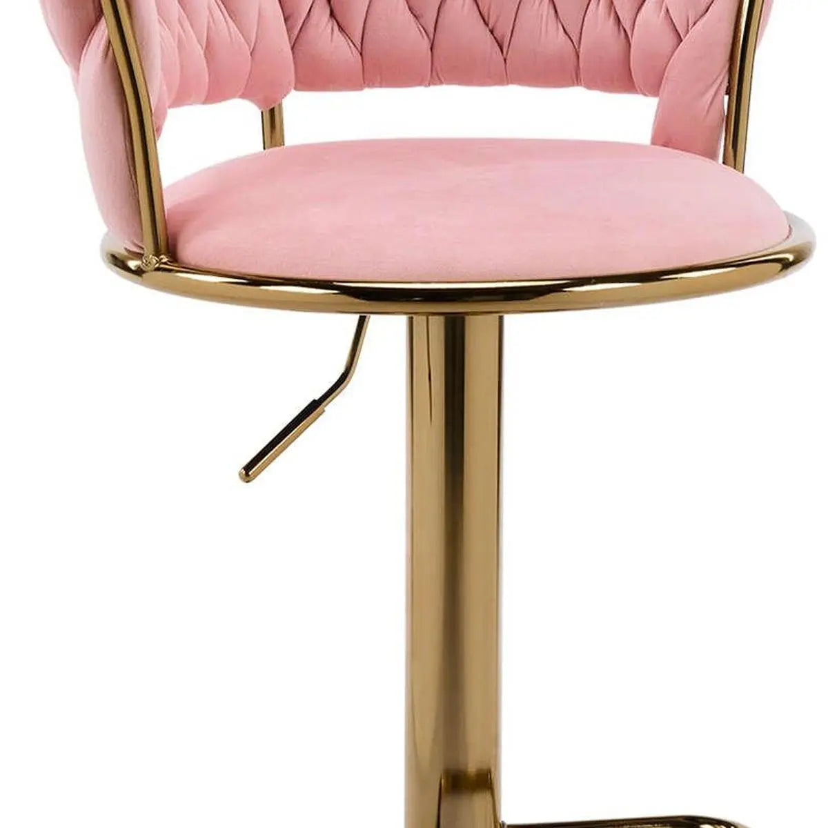 Pink and Gold Velvet and Metal Low Back Adjustable Height Swivel Bar Chair Homeroots Living Room