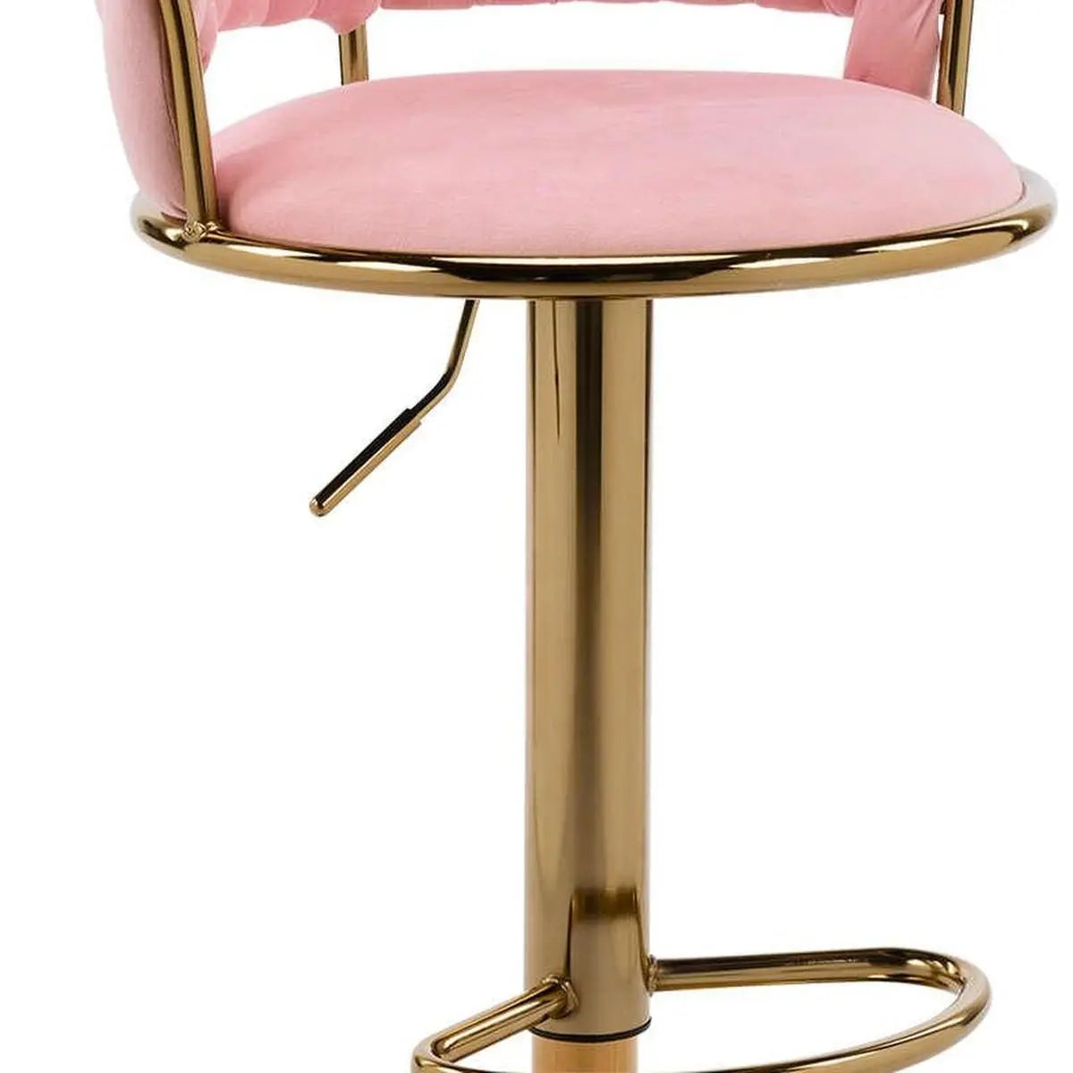 Pink and Gold Velvet and Metal Low Back Adjustable Height Swivel Bar Chair Homeroots Living Room