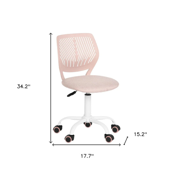 Pink and White Adjustable Height Swivel Rolling Office Chair Homeroots Office