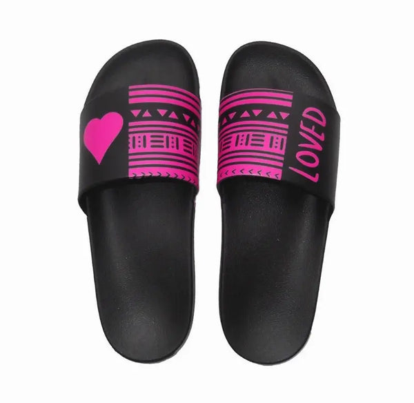 Pink/black Loved Ethnic Slide Sandals Girlz n Dollz