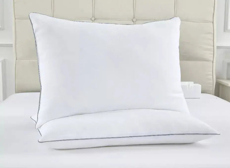Piped Edge Pillow Set, White, Queen Size, 2 piece Set Archstone Collections