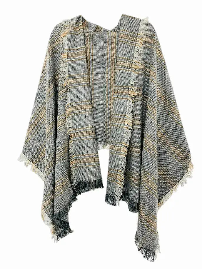 Plaid Fringe Blanket Scarf JC Sunny Fashion
