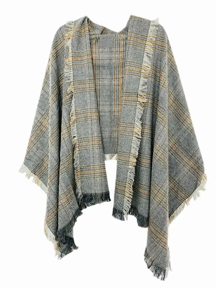 Plaid Fringe Blanket Scarf JC Sunny Fashion