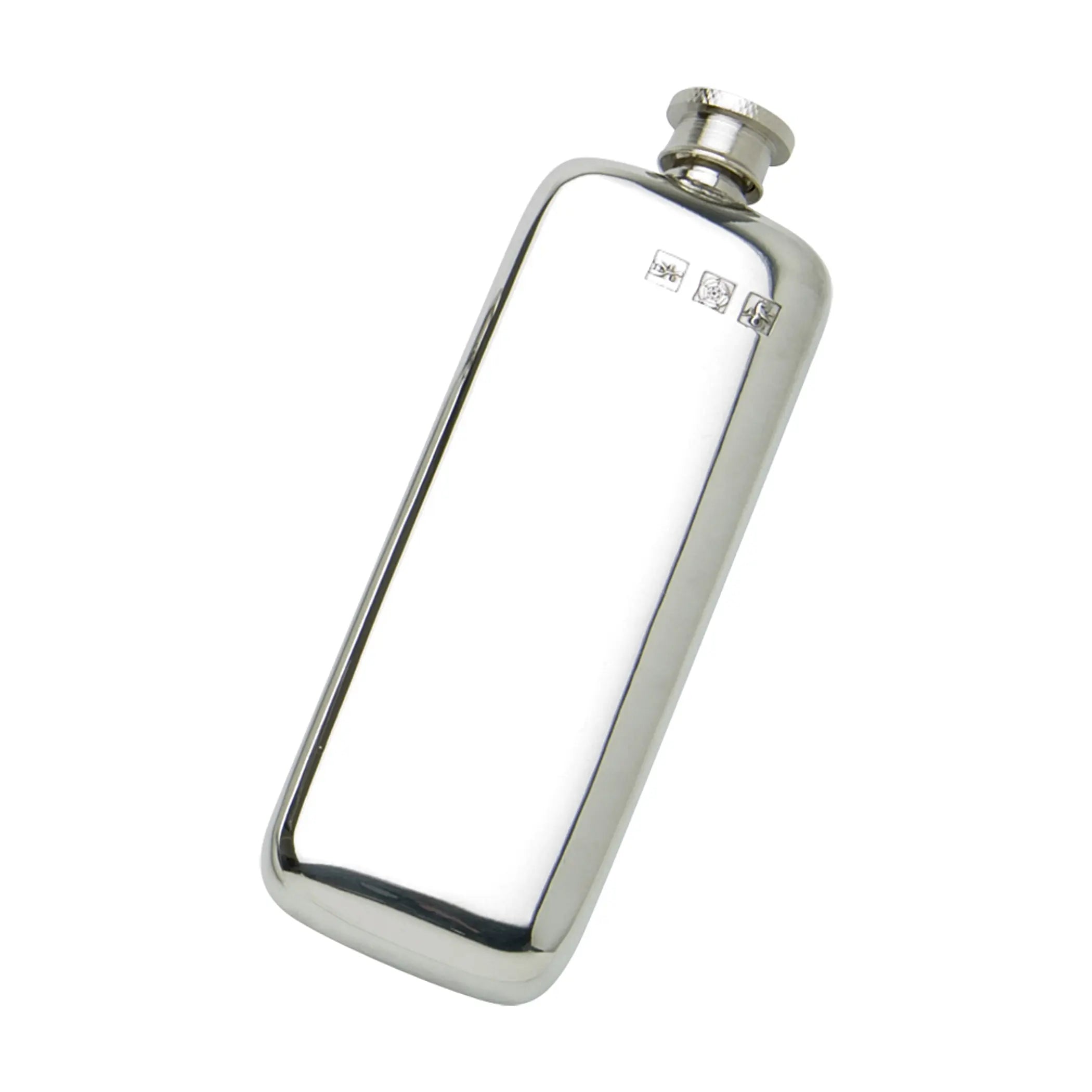 Plain Boot English Pewter Flask with Marks Corbell Silver