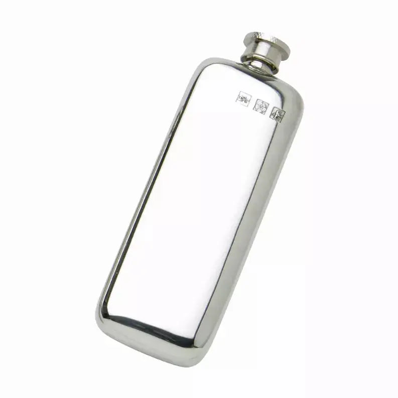 Plain Boot English Pewter Flask with Marks Corbell Silver