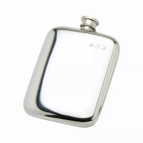 Plain Flask Rounded Corners with Marks 6oz Corbell Silver