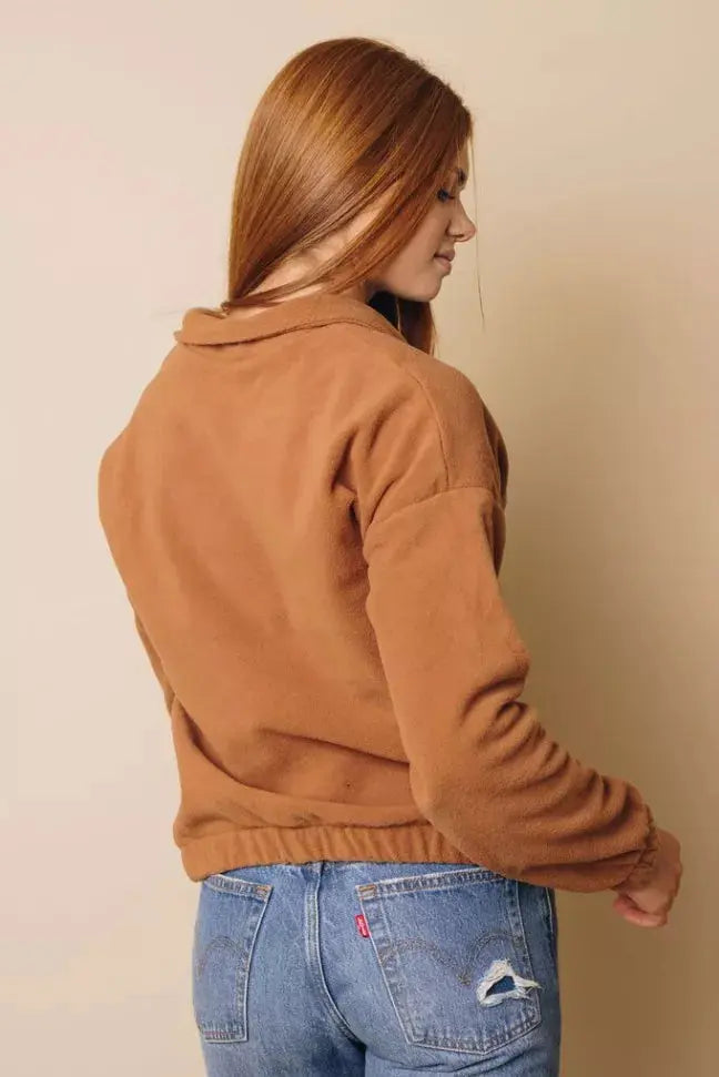 Platt Zipper Fleece Pullover Sweatshirt Stay Warm in Style