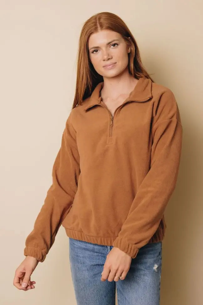 Platt Zipper Fleece Pullover Sweatshirt Stay Warm in Style