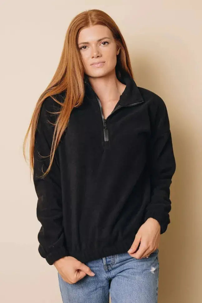 Platt Zipper Fleece Pullover Sweatshirt Stay Warm in Style