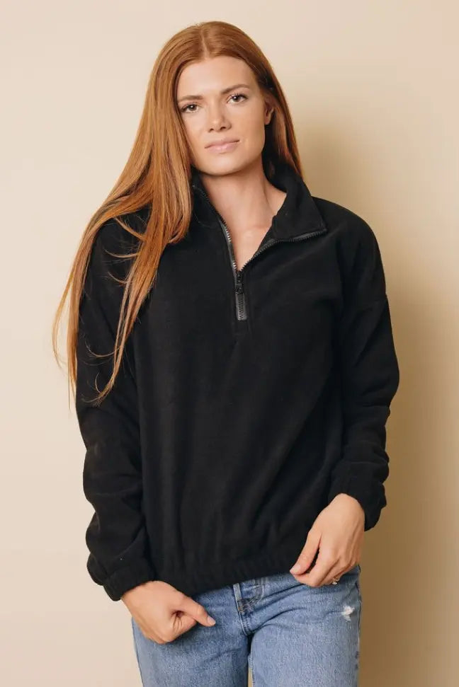 Platt Zipper Fleece Pullover Sweatshirt Stay Warm in Style