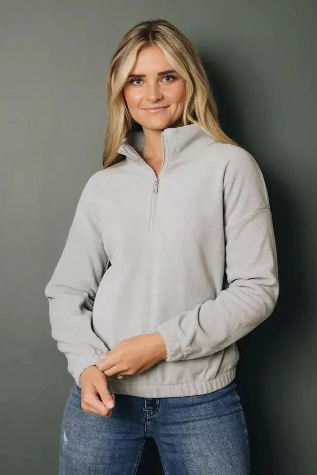 Platt Zipper Fleece Pullover Sweatshirt Stay Warm in Style